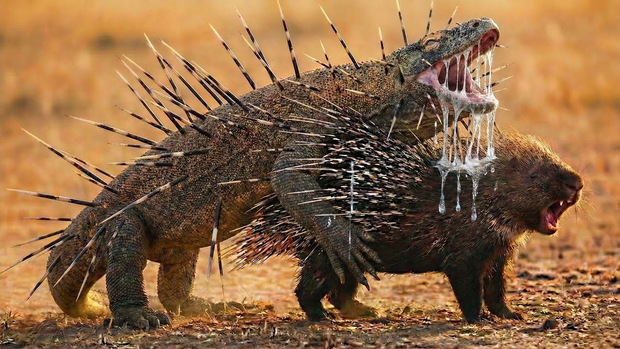 Porcupine vs Komodo: When Speed Meets an Unstoppable Spike Wall