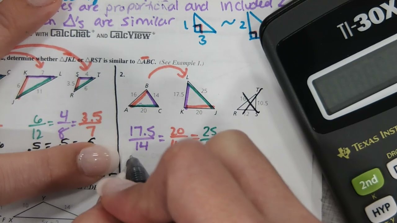 Pg 697 Big Ideas Textbook| Lesson 8.3 Proving Triangle Similarity by SSS and SAS| Ch. 8 Similarity