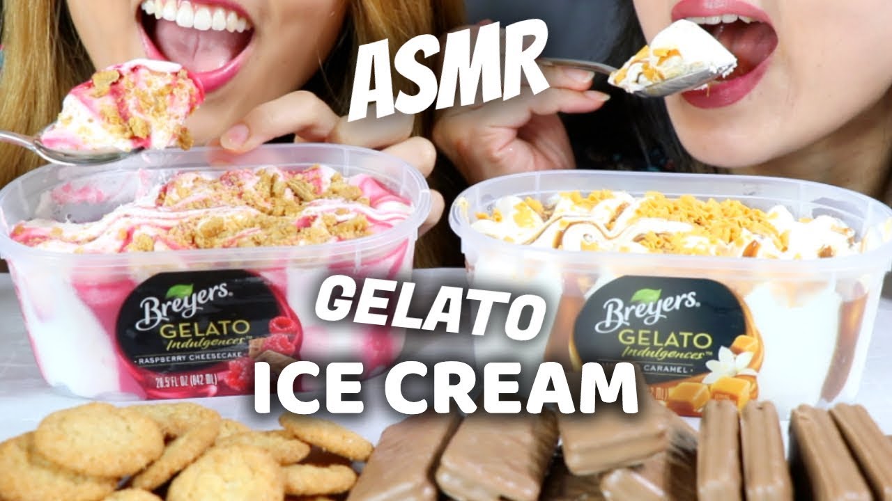 ASMR: EATING ENTIRE TUB OF GELATO ICE CREAM AND COOKIES *CRUNCHY* MUKBANG