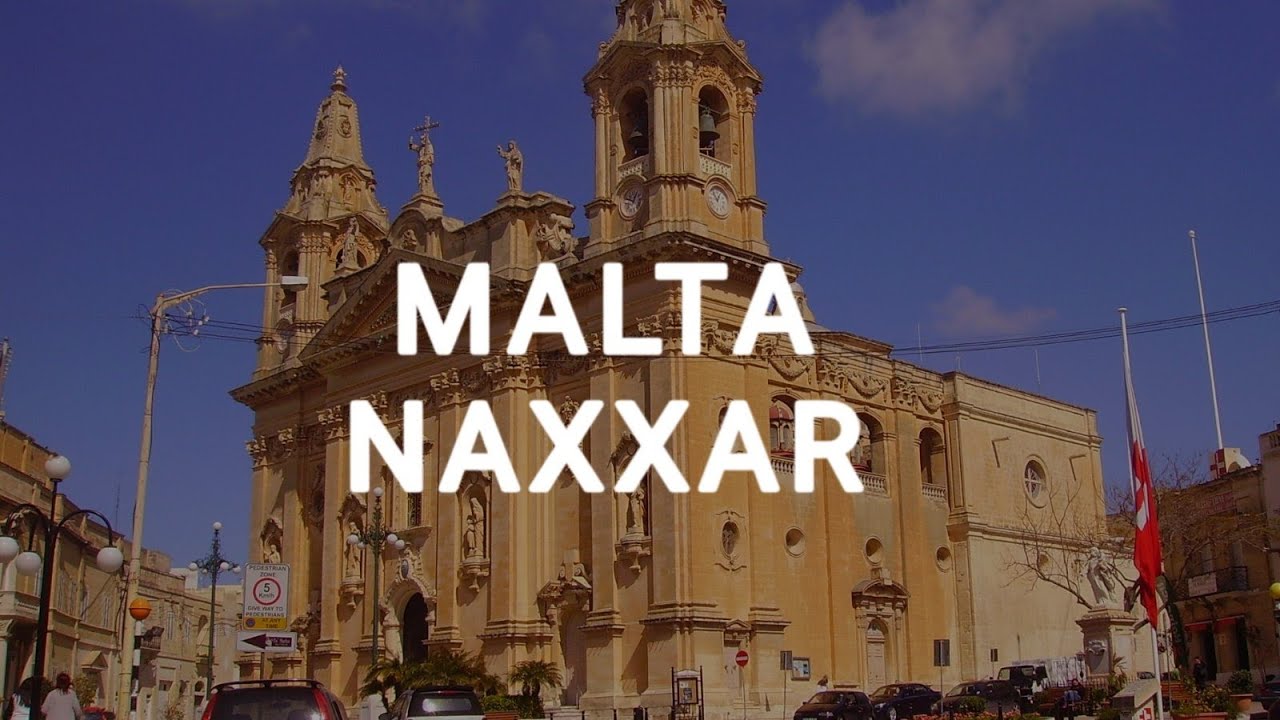 Malta Walk in Naxxar in Summer Heatwave. Naxxar Parish Church Nativity of Our Lady. 2022