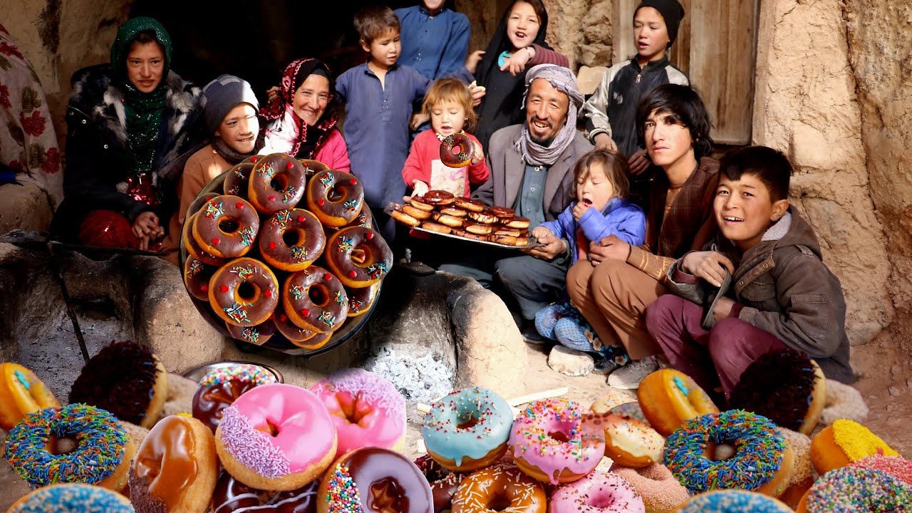 Not Always Food But Sometimes Candy!joy of cave-dwelling children for donut village life Afghanistan
