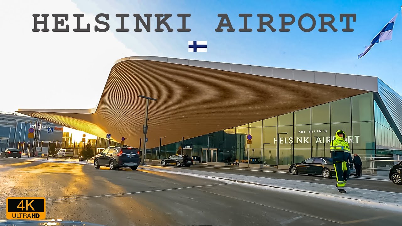 Helsinki Airport New Terminal 2 Drive-thru  |  Winter Driving in Finland  🇫🇮  [4K]