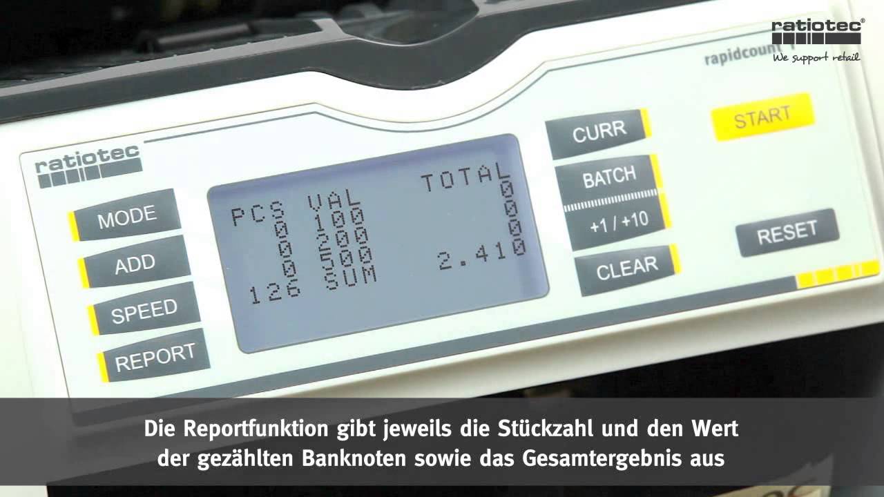 Ratiotec T275 rapidcount Geldscheinz&auml;hler Pr&uuml;fung