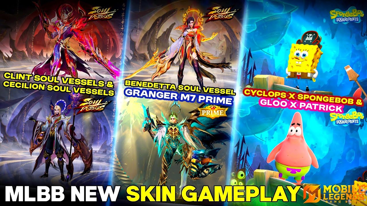 12 NEW SKIN GAMEPLAY | SPONGEBOB | SOUL VESSELS | M7 SKINS