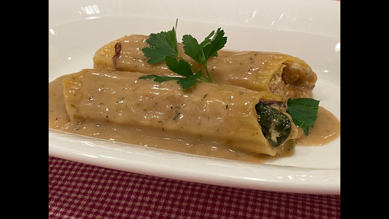 Chicken & Mushroom Stuffed Cannelloni with Suprême Sauce