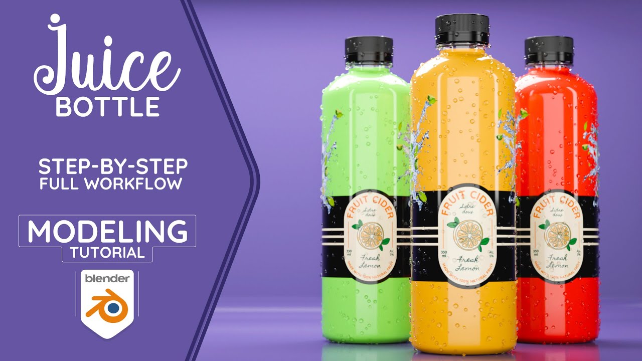 Juice bottle tutorial in blender | Full work flow | Step by step tutorial