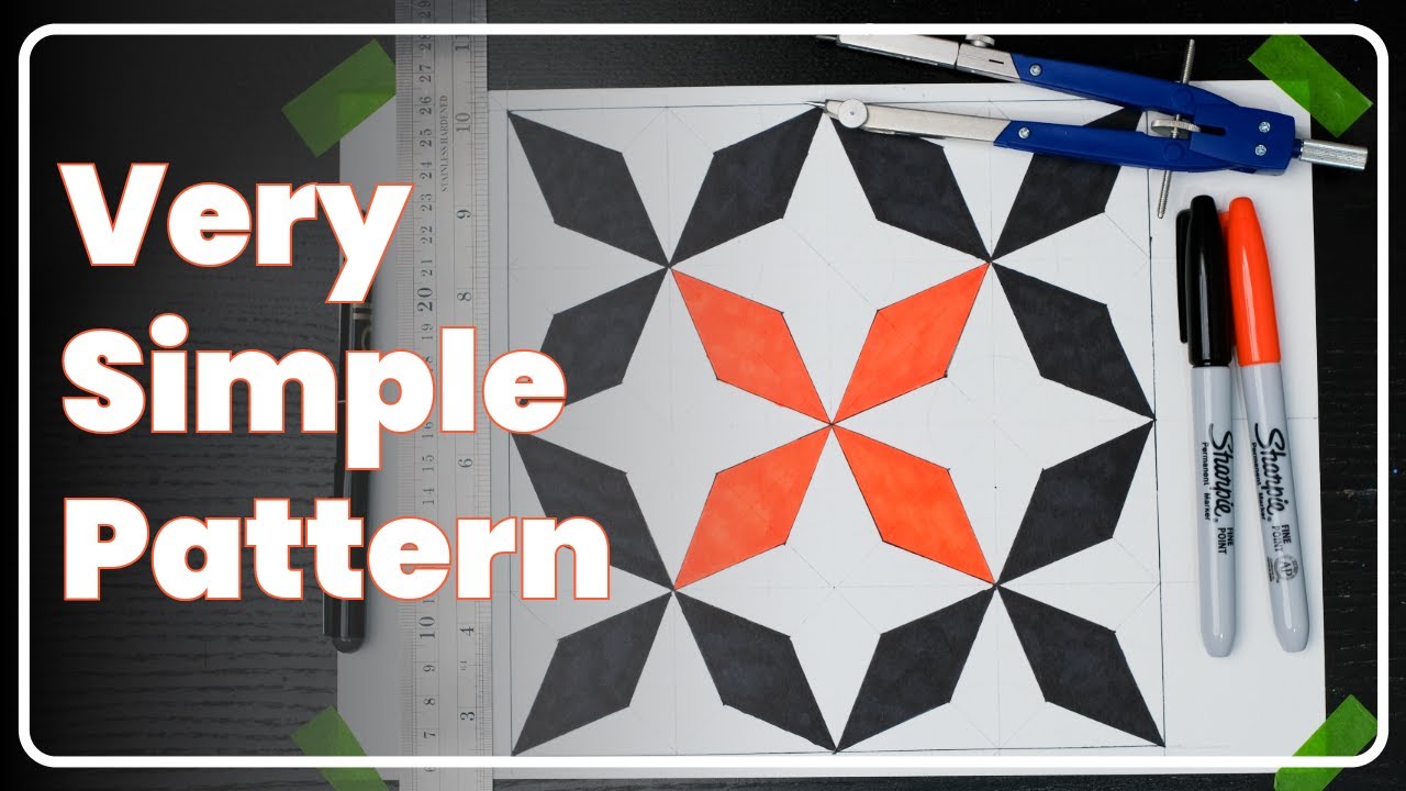 Draw an Easy Islamic Geometry Pattern using Pencil, Compass and Markers | Step by Step Tutorial