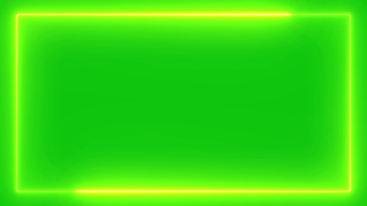 Yellow Neon Border Green Screen Overlay Motion Graphics 4K 30fps Copyright Free