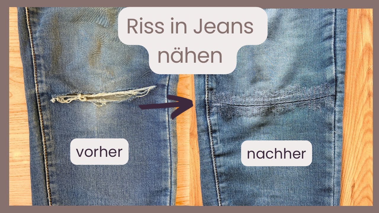 Jeans reparieren leicht gemacht 👖✨ Riss im Knie mit der Nähmaschine flicken | Anfänger Tutorial