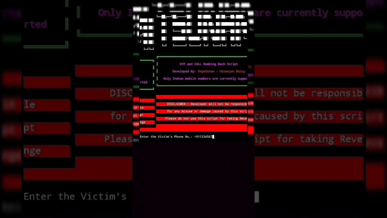 A simple but powerful OTP SMS and Call flooding script with unlimited sending||😈 #hacks #kalilinux