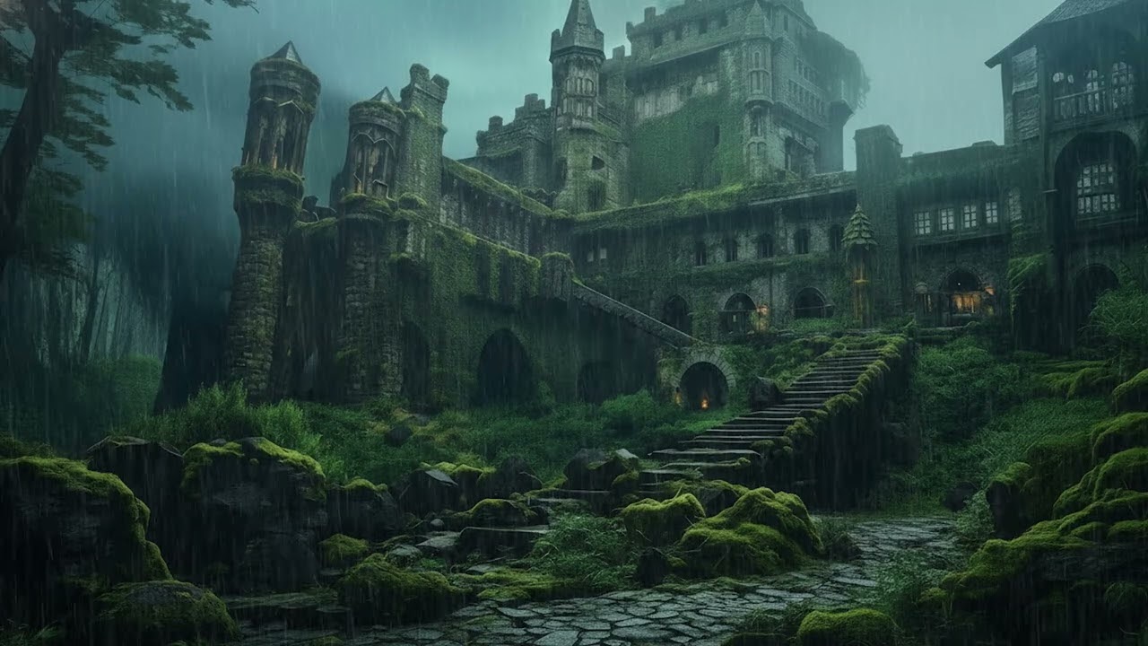 Heavy Rain Sounds in Old Castle 🌧️ Deep Sleep, Stress Relief & Insomnia Therapy