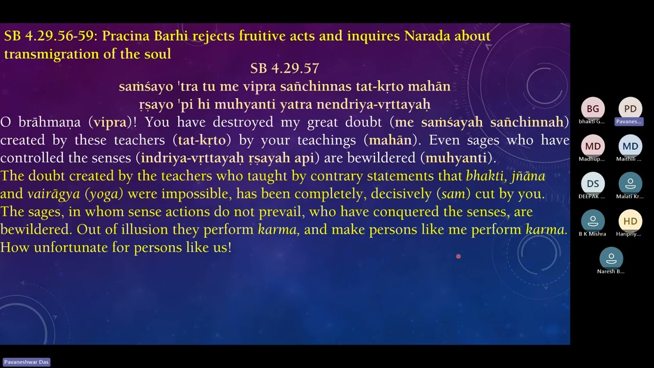 Sunday Bhakti Vaibhav 180126 SB 4.29.56-85 Narada describe the principle of transmigration