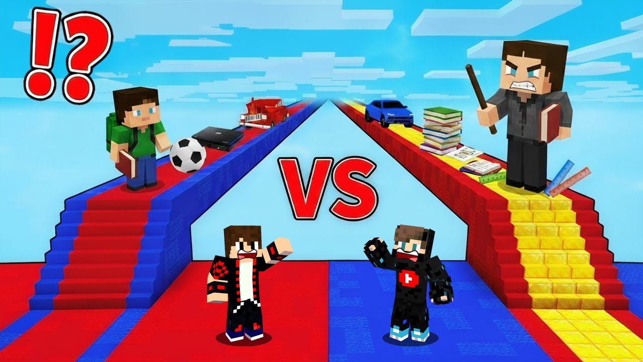 ماين كرافت : حـرب طريق حظ المدارس ولكن المعلم ضد الطالب !!؟ 🔥😱
