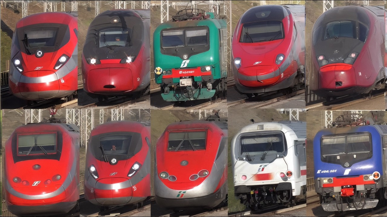 Trains in Italy at 250 Km/h - Frecciarossa, Italo, Intercity and Regional trains.
