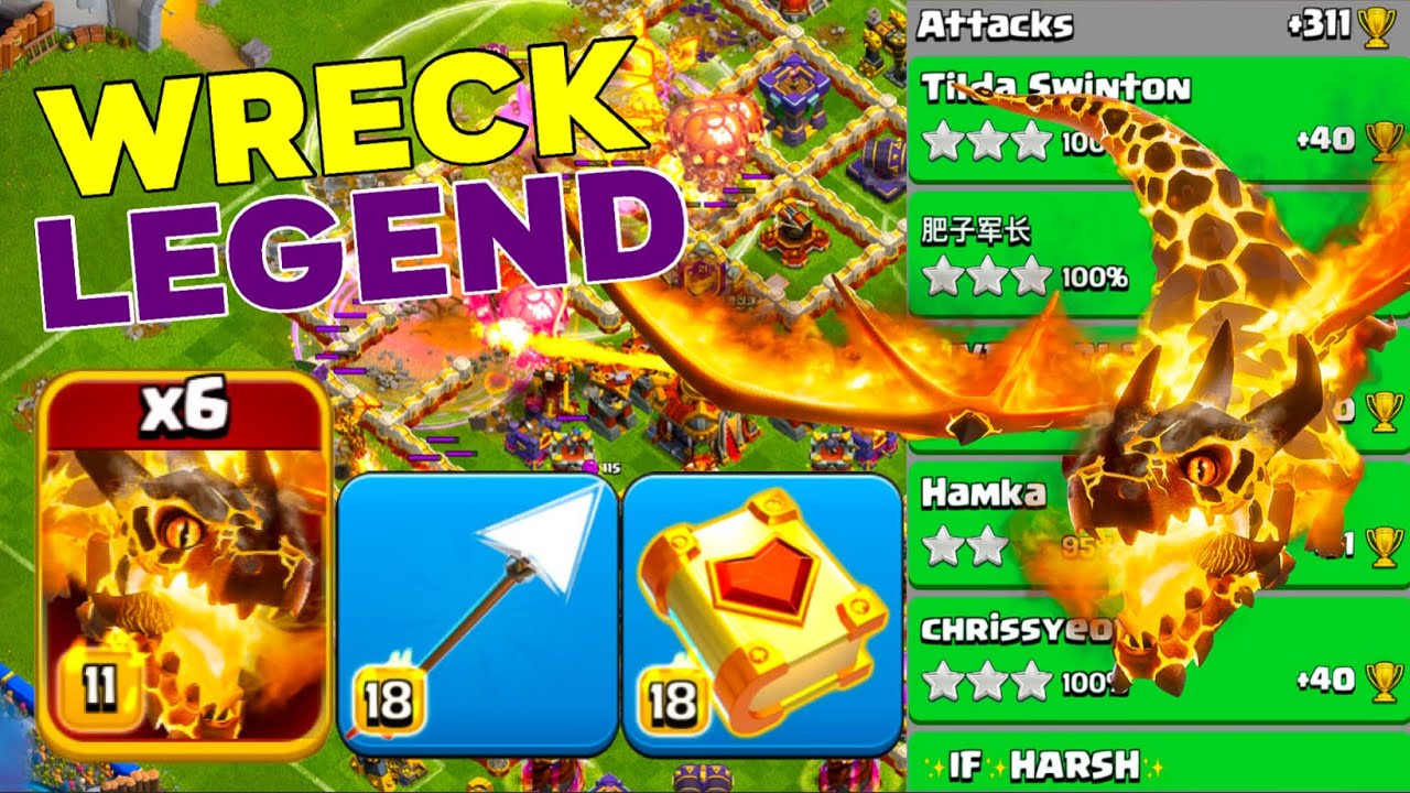 Super Powerful: TH16 Super Dragon Crushes Legend League Attacks! Clash of Clans