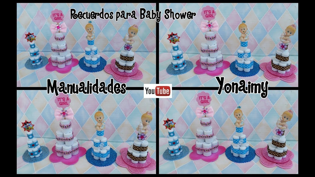 PASTELITOS CON PAÑALES DE FOAMY PARA RECUERDOS DE BABY SHOWER