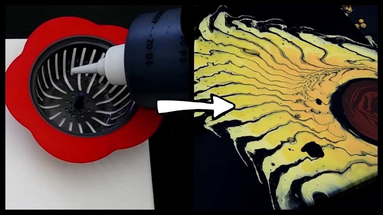 Acrylic Pouring with a Strainer Fluid Abstract Painting 