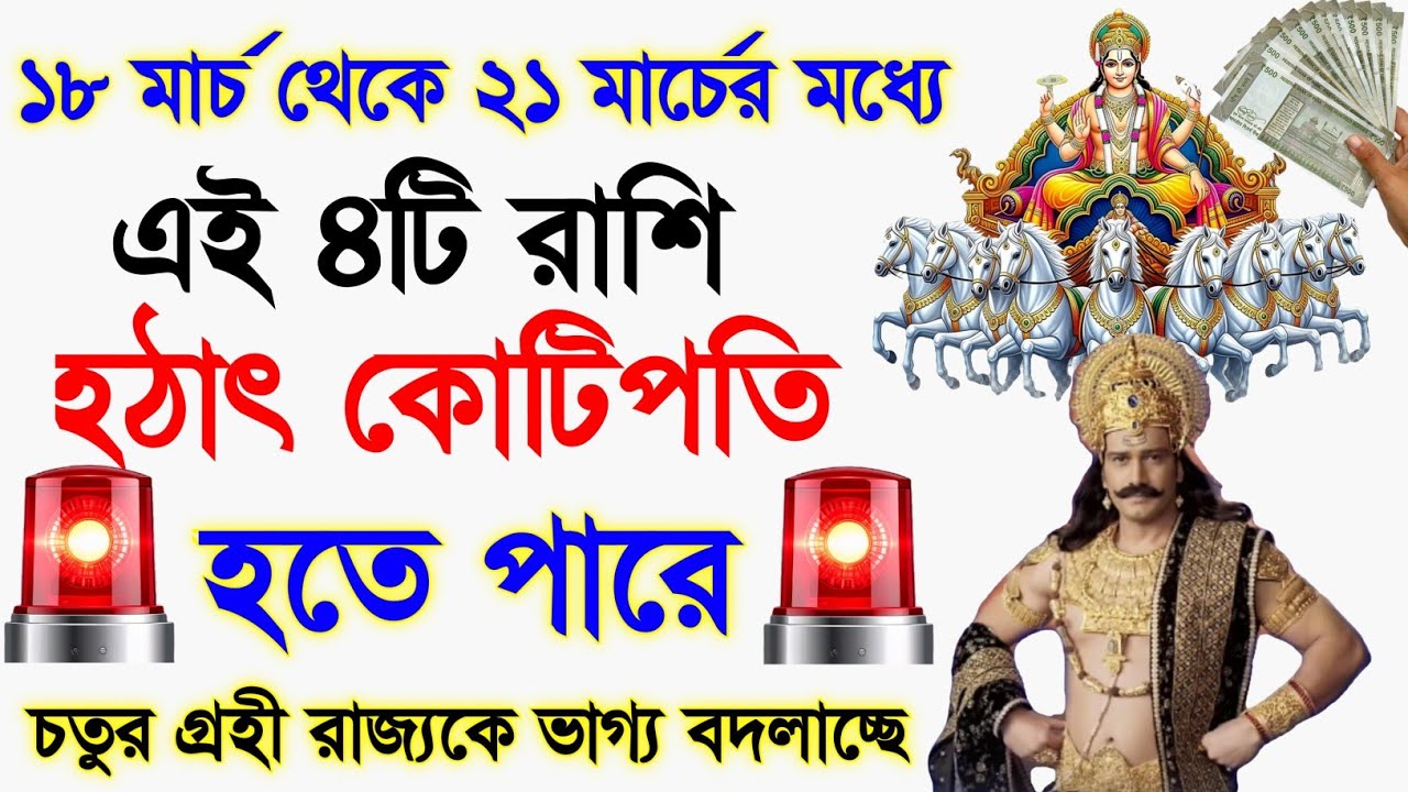 চতুর গ্রহী রাজ্যকে এই চারটি রাশির ভাগ্য বদলাবে ১৮ থেকে ২১ মার্চের মধ্যে || how you become a rich