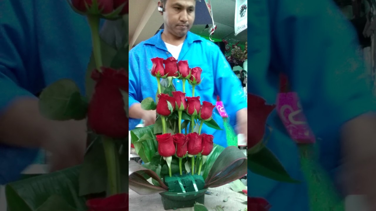 Como hacer arreglo de rosas en  tres niveles.