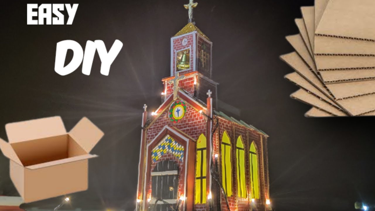 DIY -How to make a church using cardboard⛪️| Step by step with measurments 