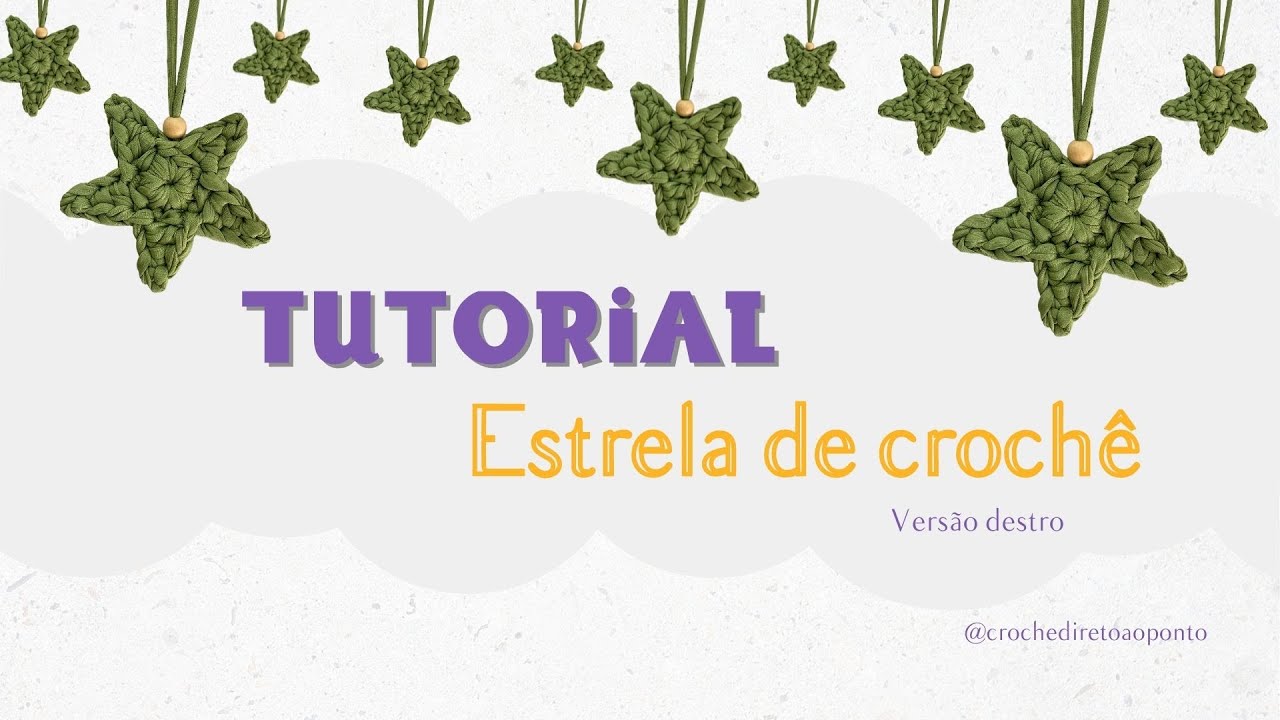 Estrela de crochê em fio de malha - versão destro