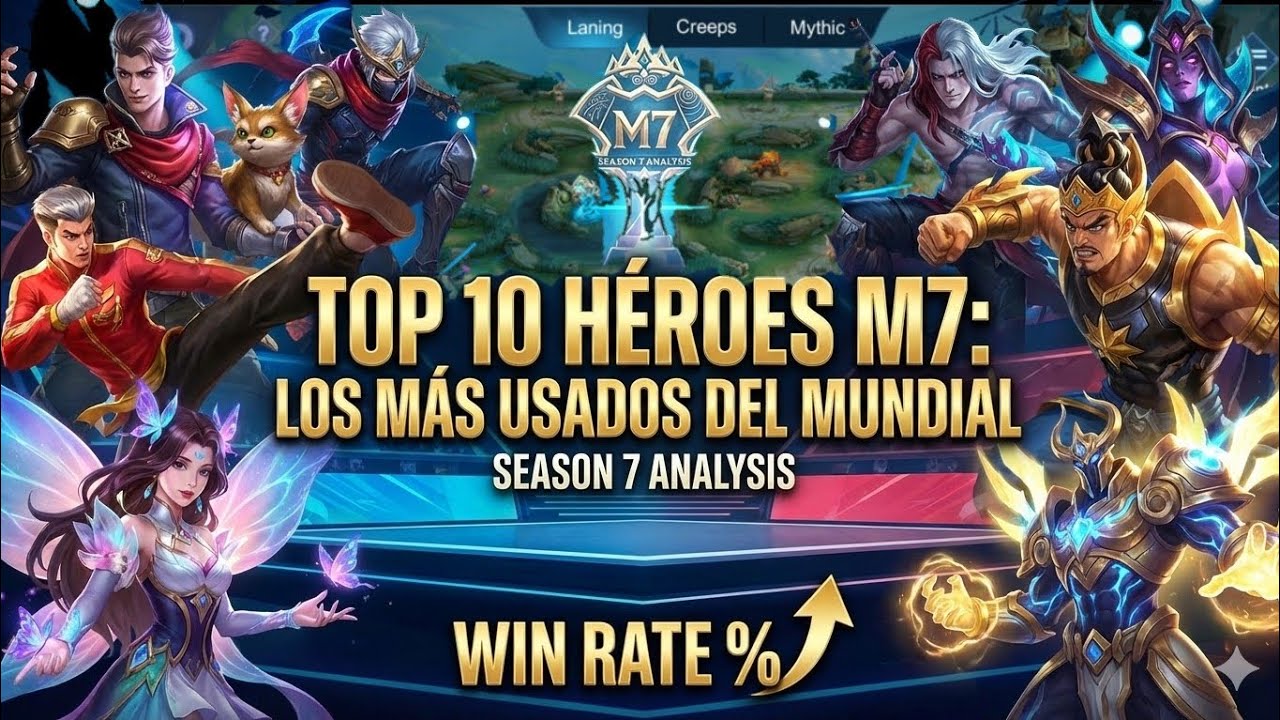 📊 Top 10 Héroes Más Usados del M7🔥 Los Héroes que Dominaron la M7 | El Meta de Mobile Legends ⚔️
