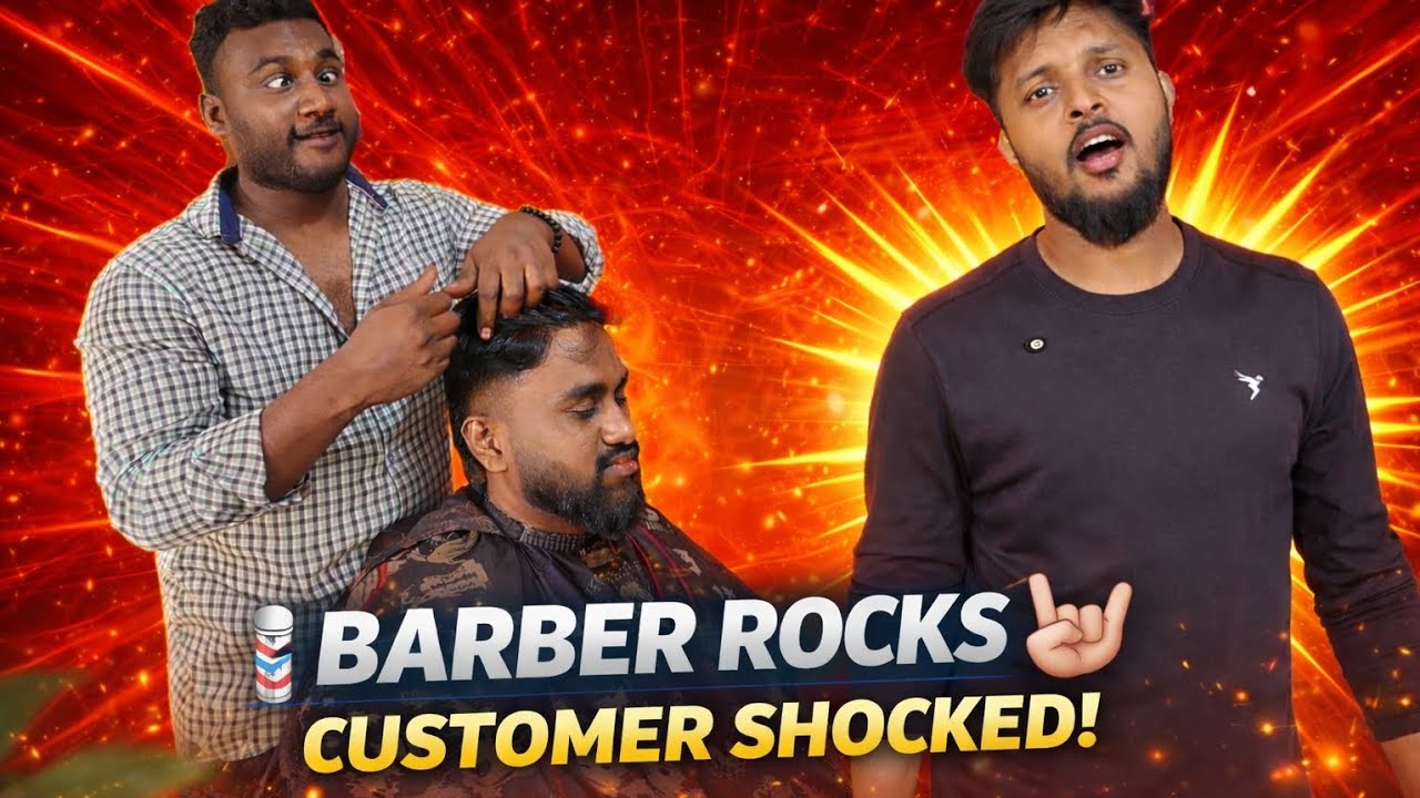 💈 BARBER ROCKS 🤘😲 CUSTOMER SHOCKED!#kannada#viralvideo#rocks#comedy#famuos