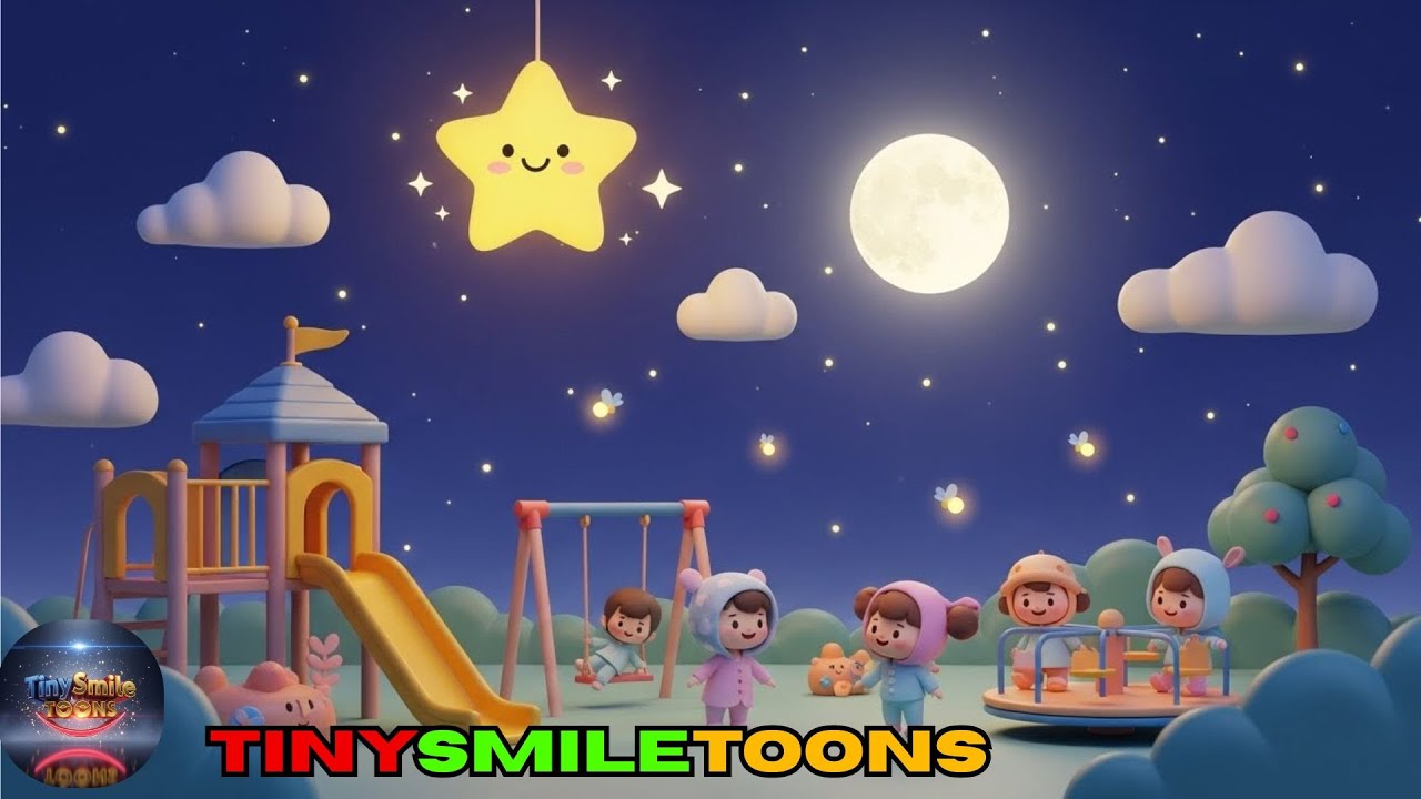 Twinkle Twinkle Little Star 🌙 Night Playground Song | Kids Lullaby | TinySmile Toons