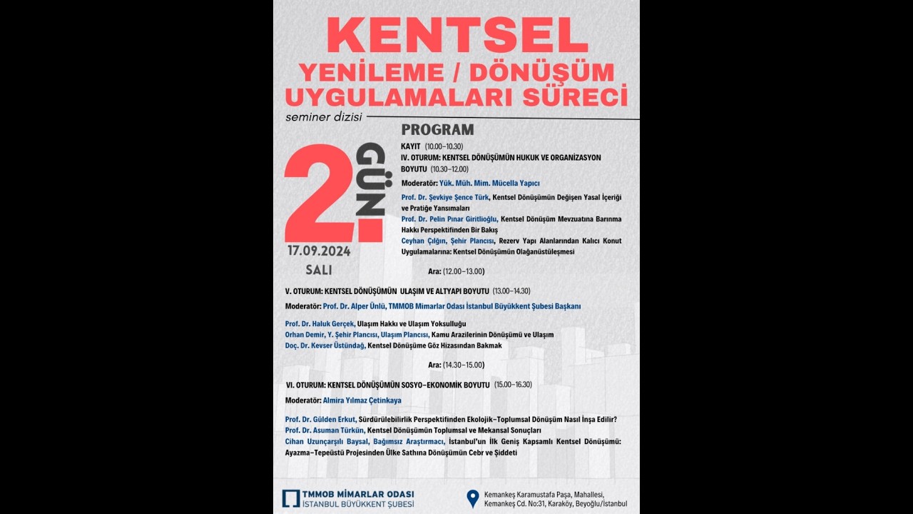 Kentsel Yenileme/Dönüşüm Uygulamaları Süreci Seminer Dizisi - 2. Gün