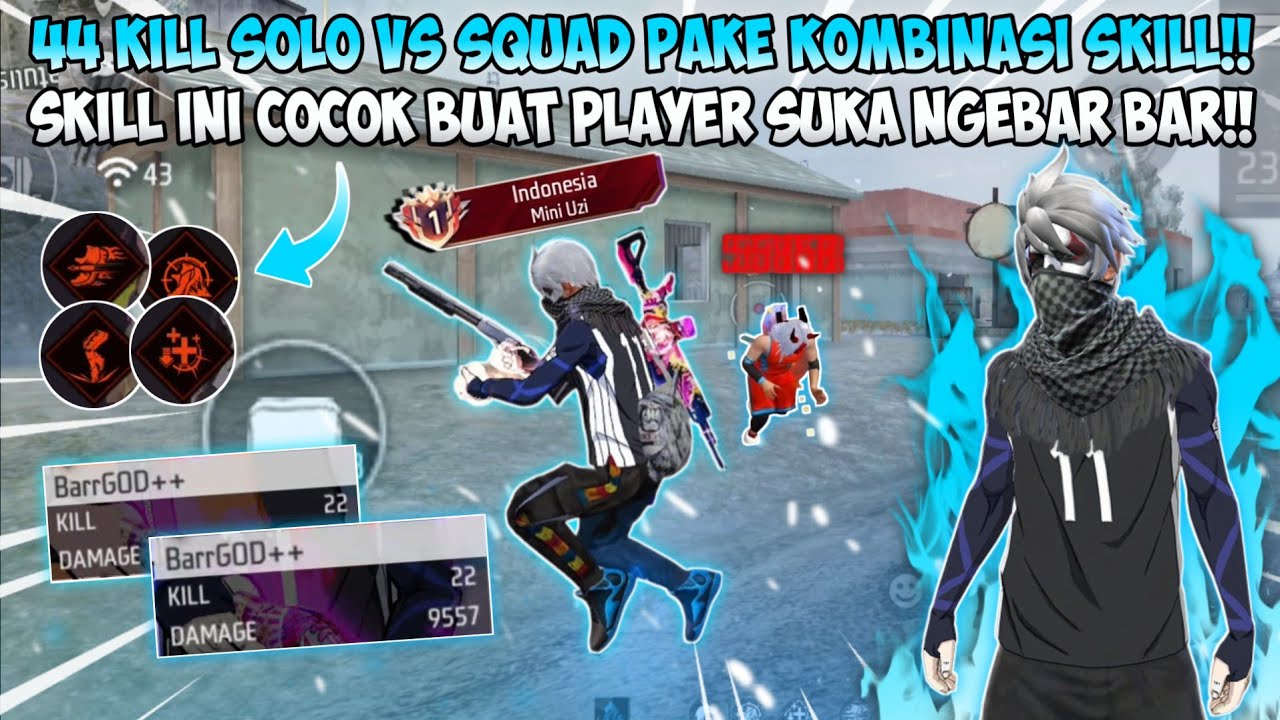 44 KILL SOLO VS SQUAD PAKE KOMBINASI SKILL VIRAL!! SKILL INI COCOK BUAT PLAYER BAR BAR!!