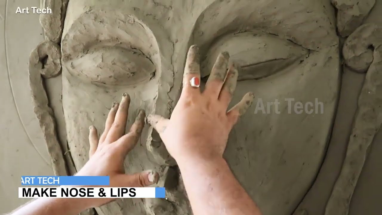 Large Size Buddha Relief Mural wall Art Making Process | Fiber Mural with Painting | Art Tech