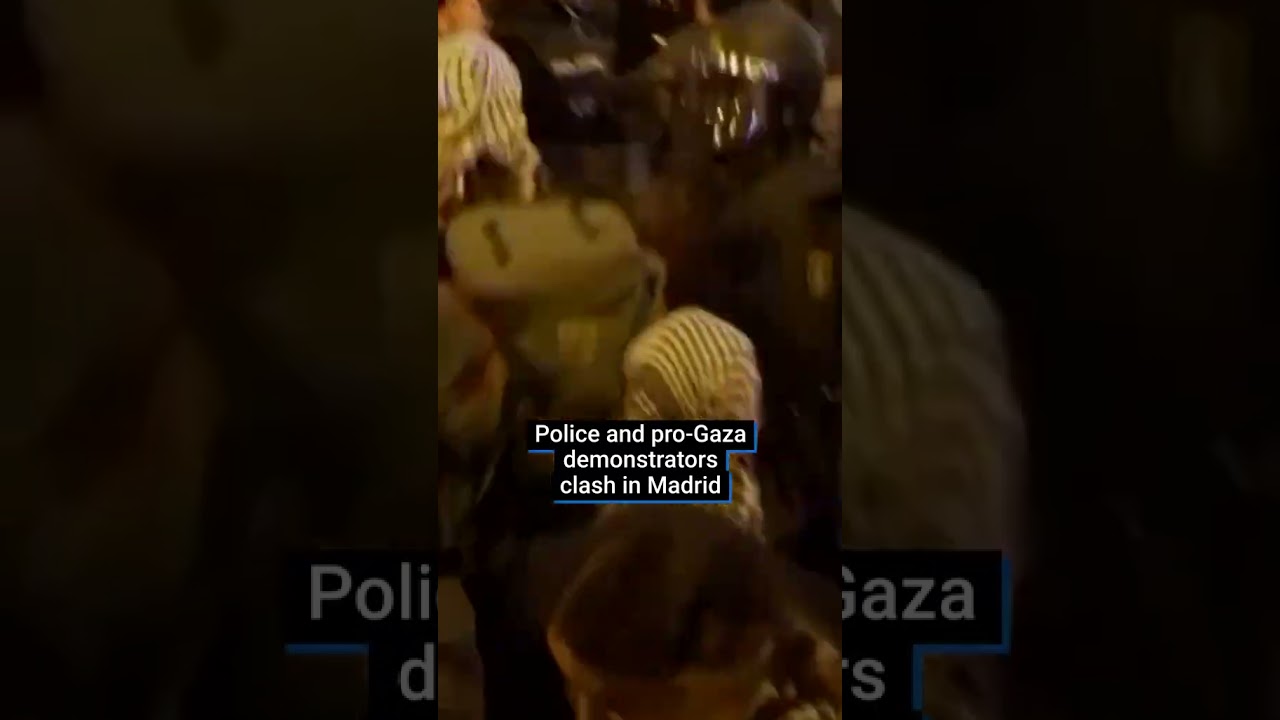 Police and pro-Palestinian protesters clashed in Madrid as tensions escalated  #breakingnews