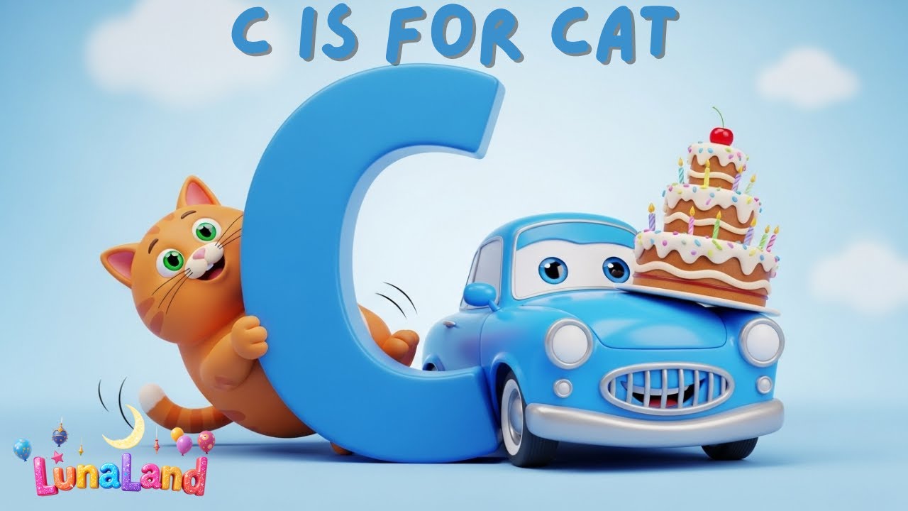 Letter C, Car & Cake 🅲 | Alphabet Kids × تعلم مع حرف C 🅲 | Luna Land