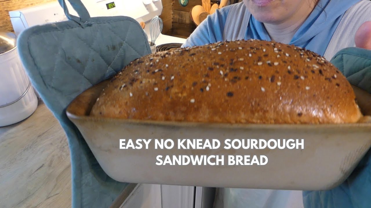 Easy NO KNEAD Sourdough Sandwich Bread Tutorial