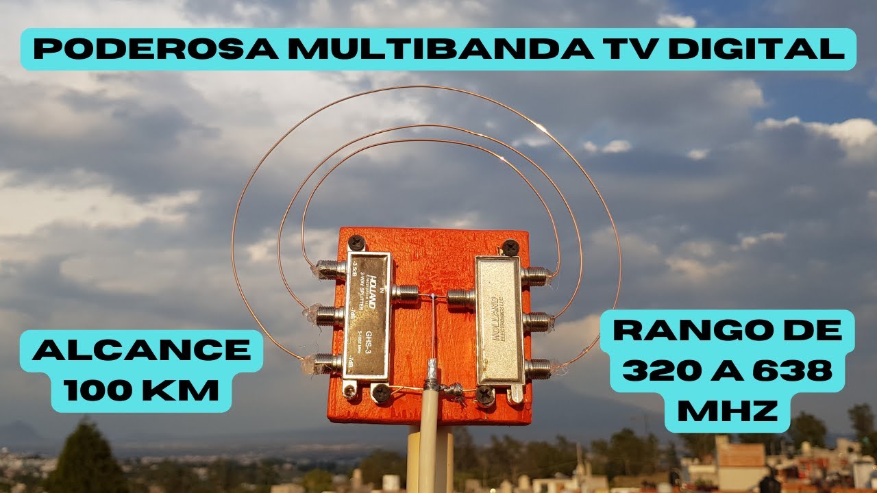Antena TV Poderosa MULTIBANDA DOBLE SPLITTER, Alcance 100 KM, YA NO PAGUES CABLE TV, Mejor TV Gratis