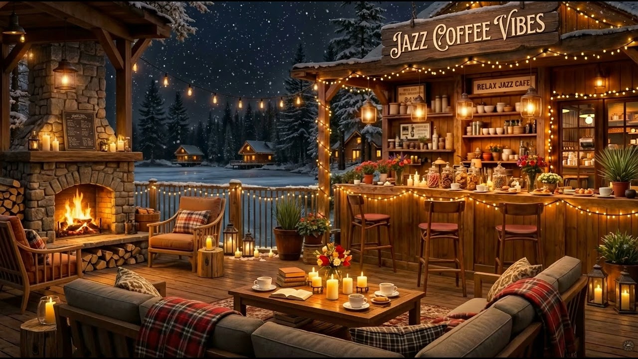 Smooth Snow Coffee Jazz Winter ⛄ Study Piano Relax