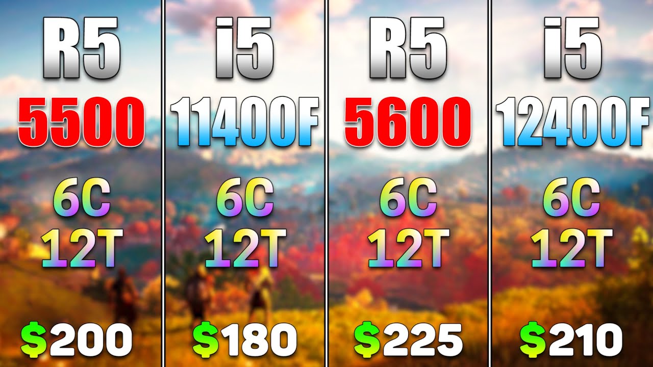 Ryzen 5 5500 vs Core i5 11400F vs Ryzen 5 5600 vs Core i5 12400F | PC Gameplay Tested