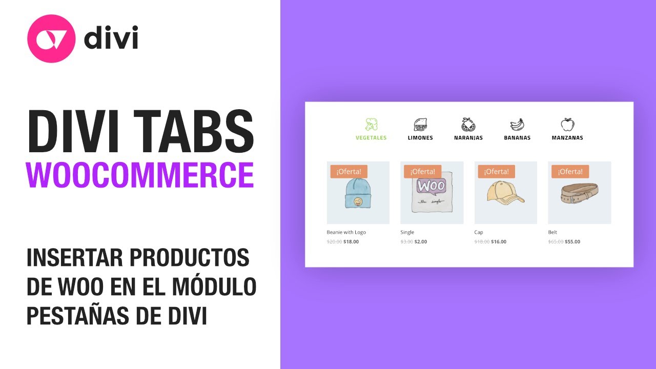 Insertar productos de woocommerce o cualquier elemento de divi en pestañas o tabs con iconos