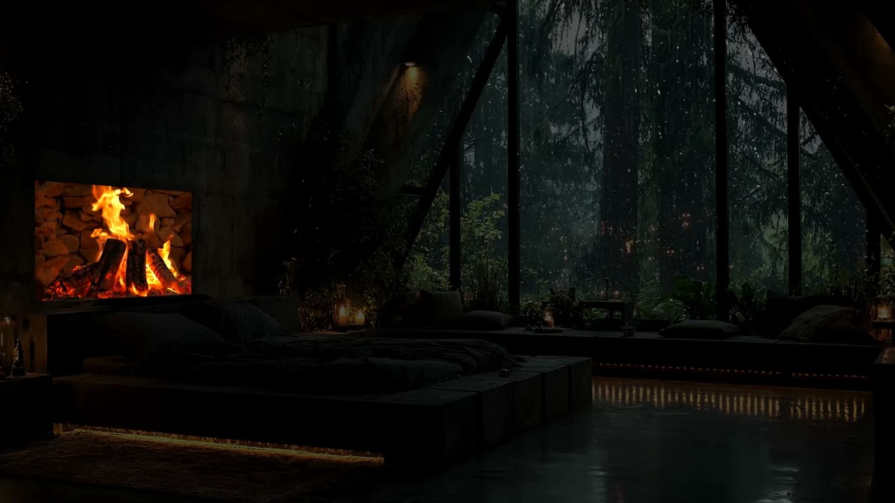 Fireplace and Rainfall Sounds for Mental Health, Deep Sleep, and Daily Relaxation