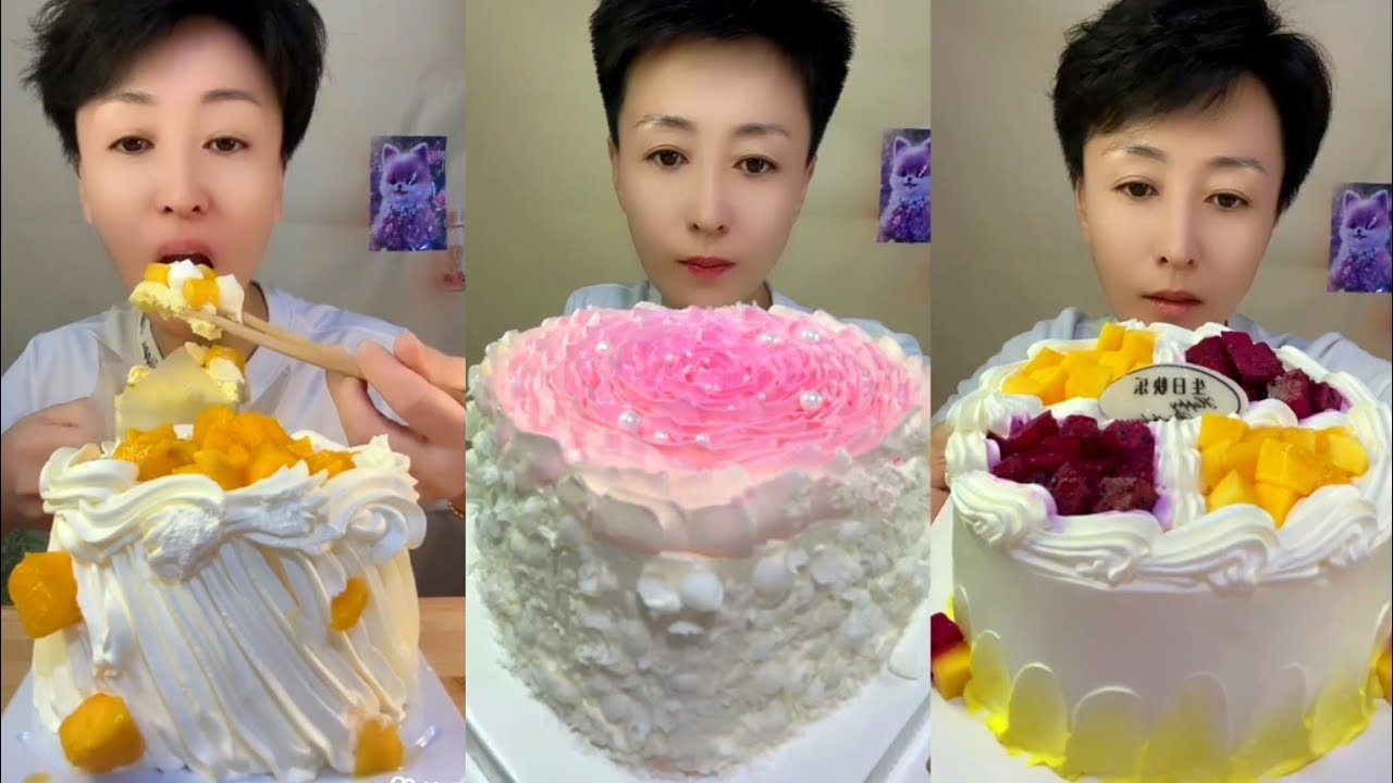 ASMR Chinese🍰Fruit Cream Cake Dessert🥢MUKBANG | Mochi | Eating 케이크 먹기 #asmr #delicious #food #eid 