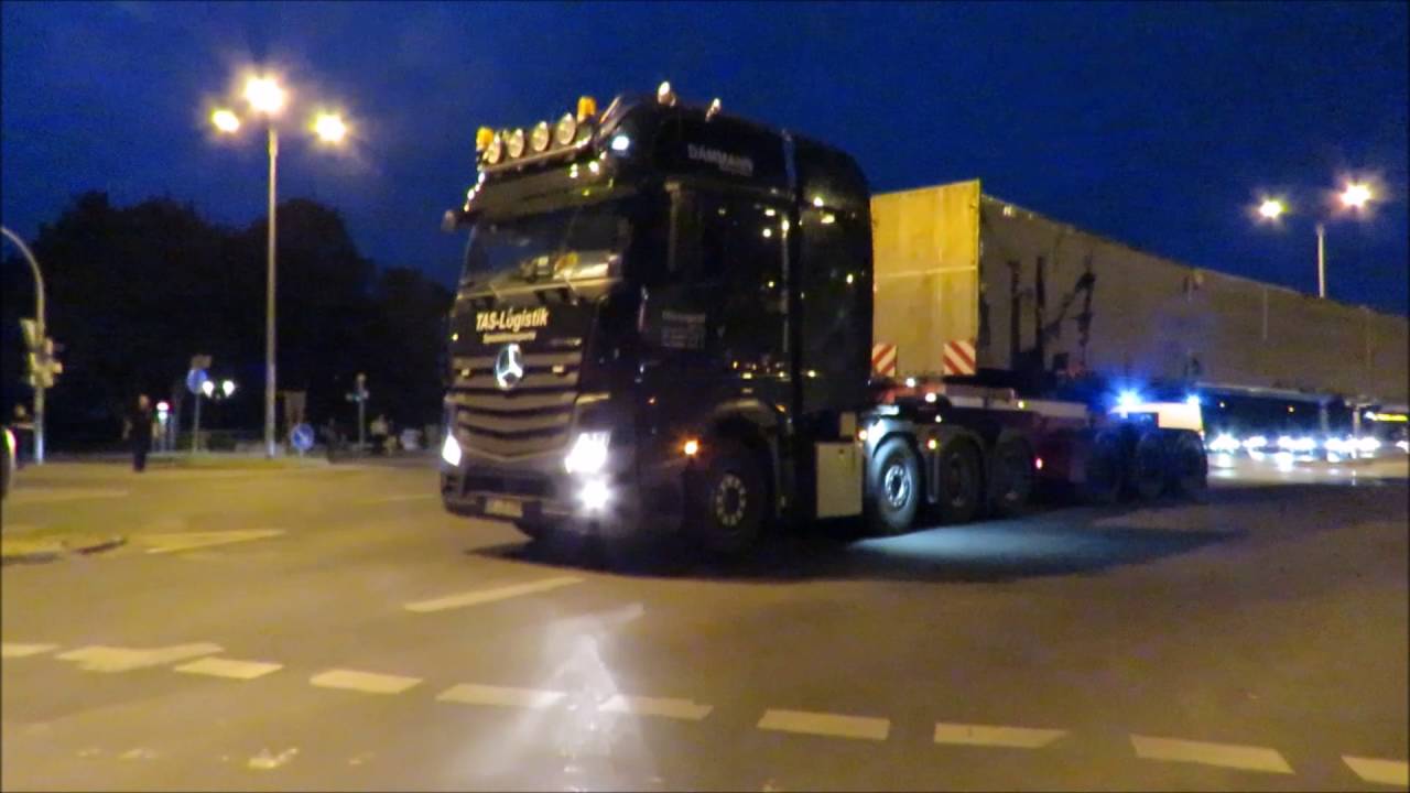 Schwertransport Greifswald 65 Meter Mercedes Actros 4165 Dammann TAS Logistik Liebherr