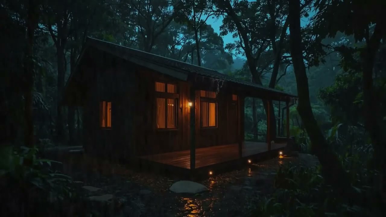 Cozy Cabin in the Woods During a Thunderstorm 🌧️ Fireplace & Rain Sounds for Sleeping