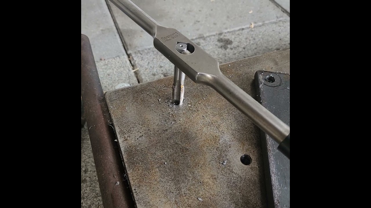MASSIVE drill press base thread repair before ever used! :-( fixed! :-)