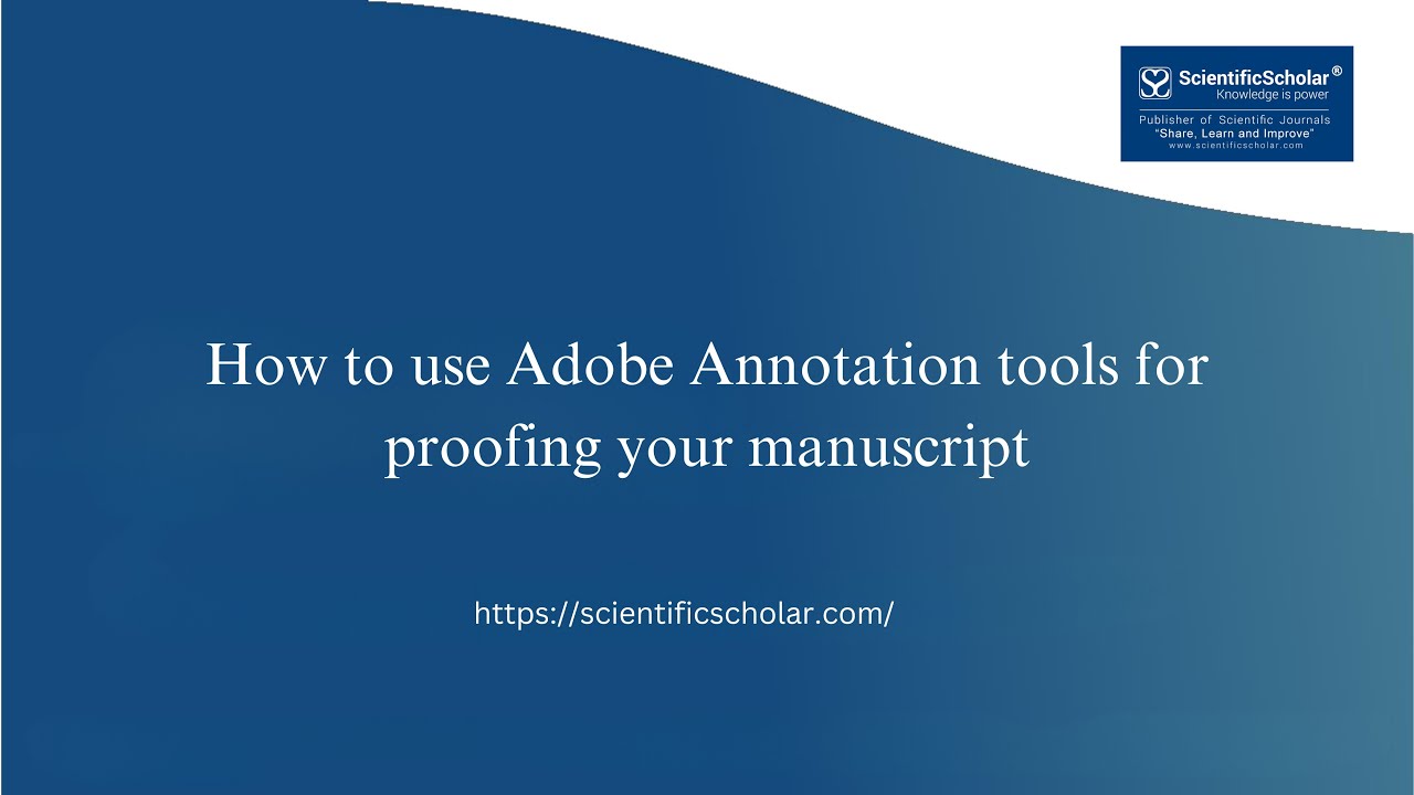How to use Adobe Annotation tools for proofing your manuscript.