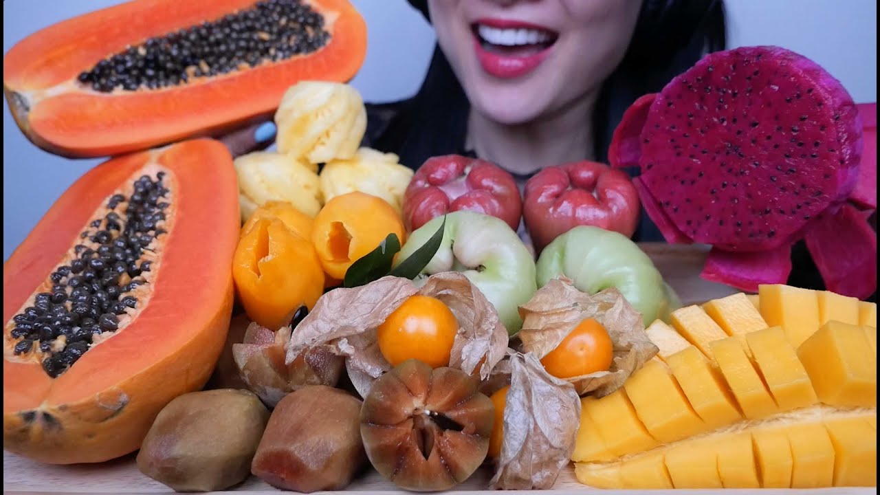 TROPICAL FRUIT PLATTER (ASMR EATING SOUNDS) NO TALKING | SAS-ASMR
