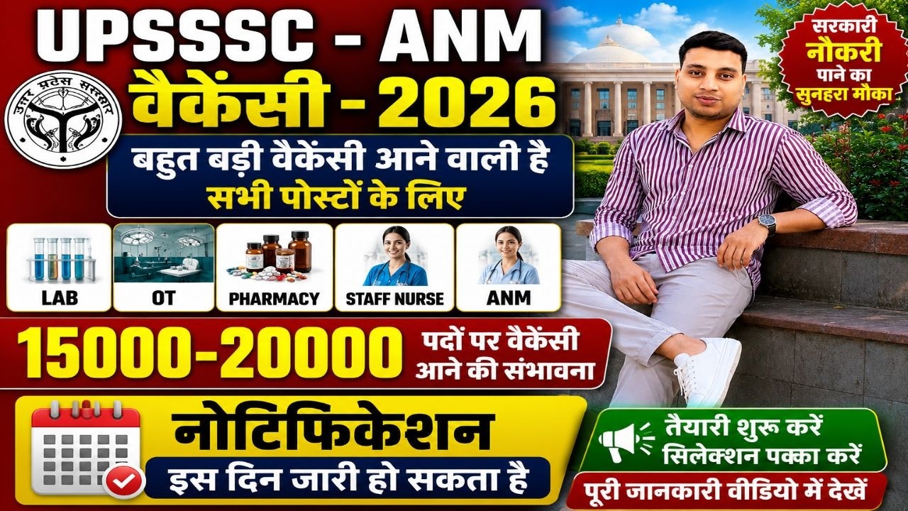 UPSSSC ANM Vacancy 2026 | 15000-20000 पदों की बड़ी भर्ती | Notification Date, Latest Update