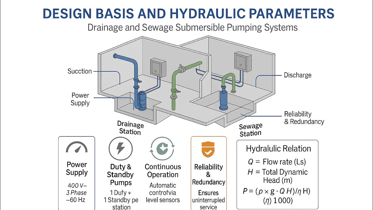 Submersible Pump Station Design Hydraulic Calculation, Pump Selection, Sizing, Installation Testing 