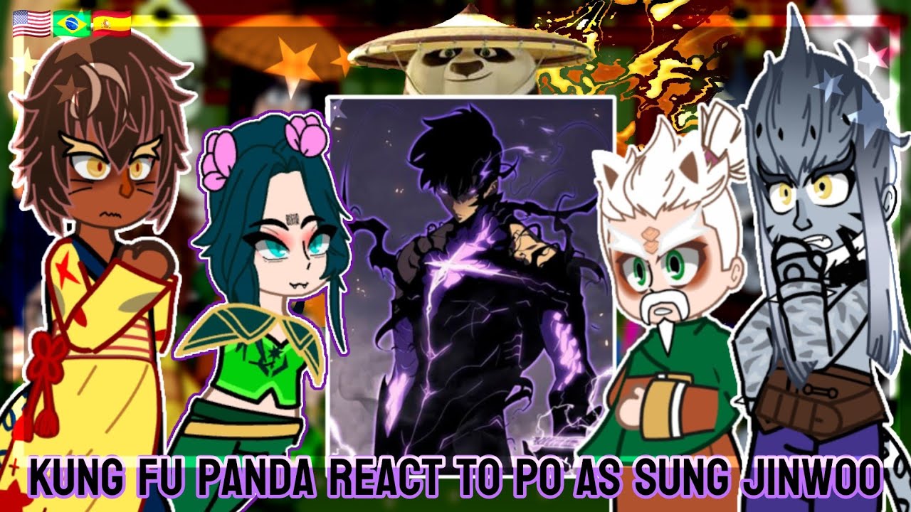 Kung Fu Panda React to Po as Sung Jinwoo | 🇺🇸🇧🇷🇪🇸 | Gacha React