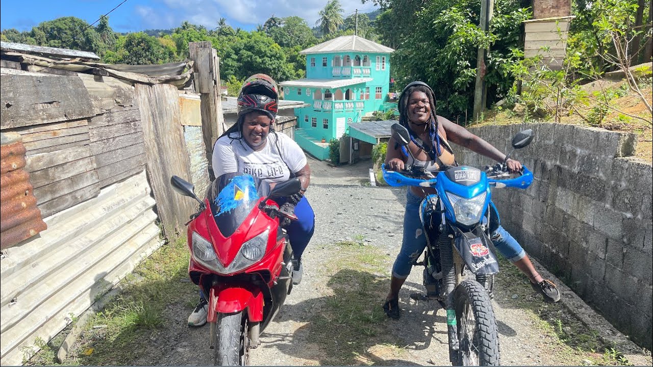 Biker girls outside