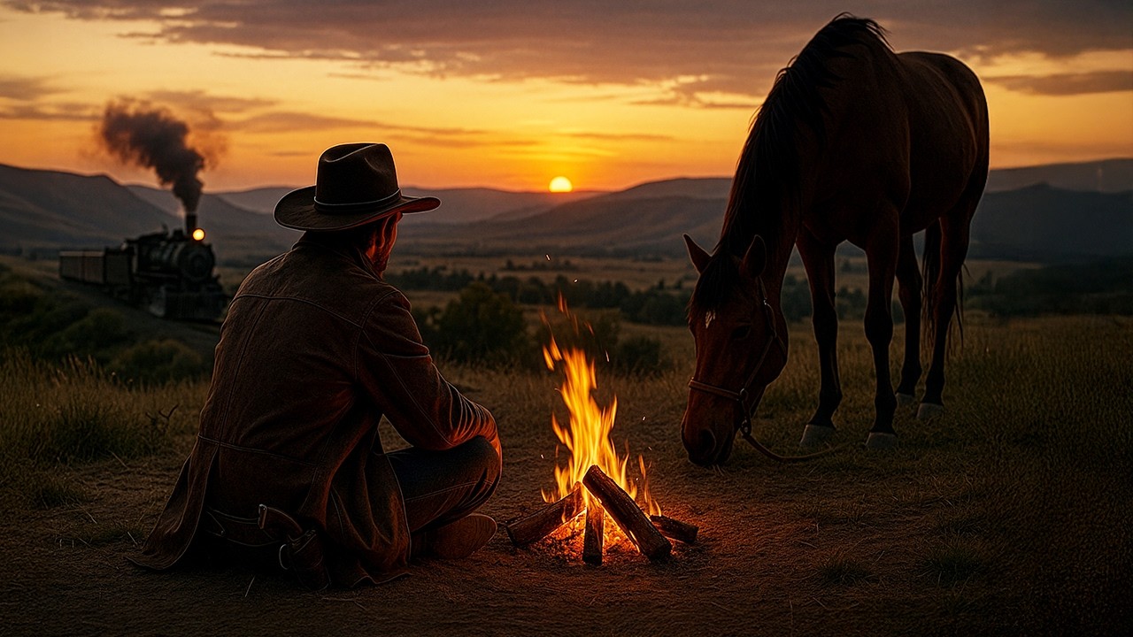 Western Solitude | Sunset Campfire Ambience Music For Relaxing